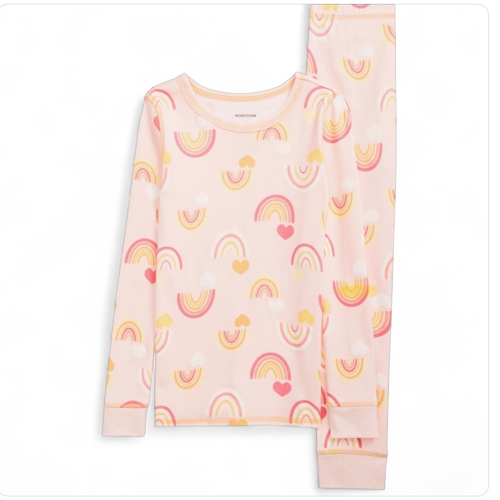 Nordstrom Glow In the Dark‎ Kids Toddler Rainbow Pajama Set Pink 3T